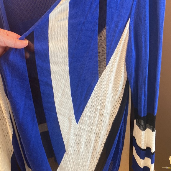 INC International Concepts blue white black open sweater 0X - Picture 5 of 7